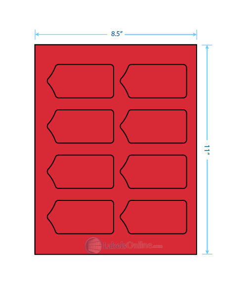 3.5625" x 1.75" - 8 up - Fluorescent Red (Laser)