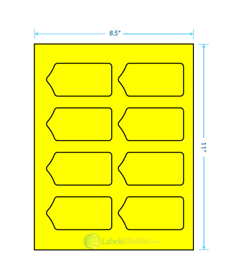 3.5625" x 1.75" - 8 up - Fluorescent Yellow (Laser)
