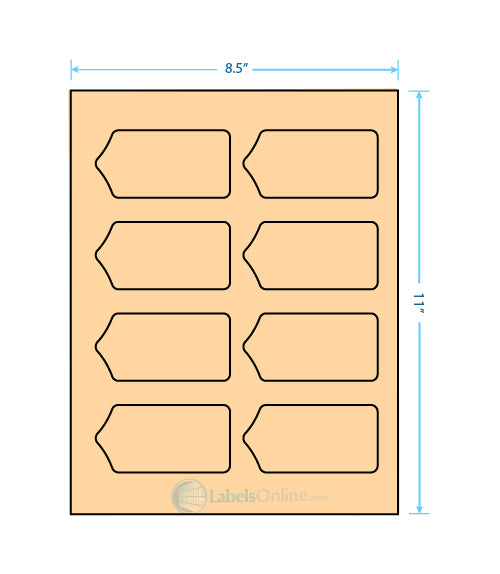 3.5625" x 1.75" - 8 up - Pastel Orange (Laser)