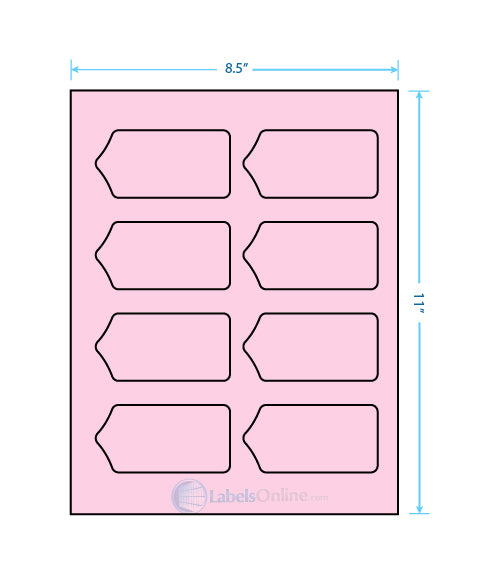 3.5625" x 1.75" - 8 up - Pastel Pink (Laser)
