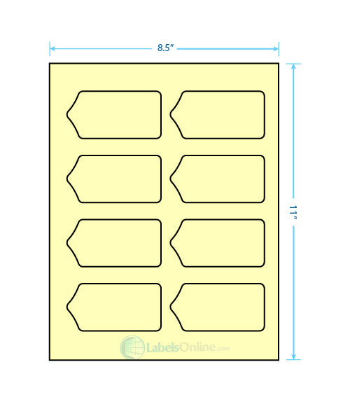 3.5625" x 1.75" - 8 up - Pastel Yellow (Laser)