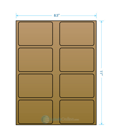 3.625" x 2.5" - 8 up - Brown Kraft