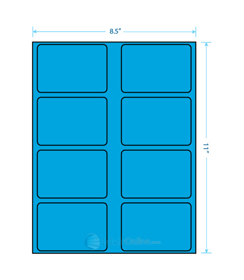 3.625" x 2.5" - 8 up - Fluorescent Blue