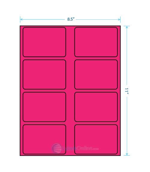 3.625" x 2.5" - 8 up - Fluorescent Pink