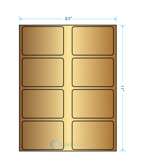 3.625" x 2.5" - 8 up - Gold Foil