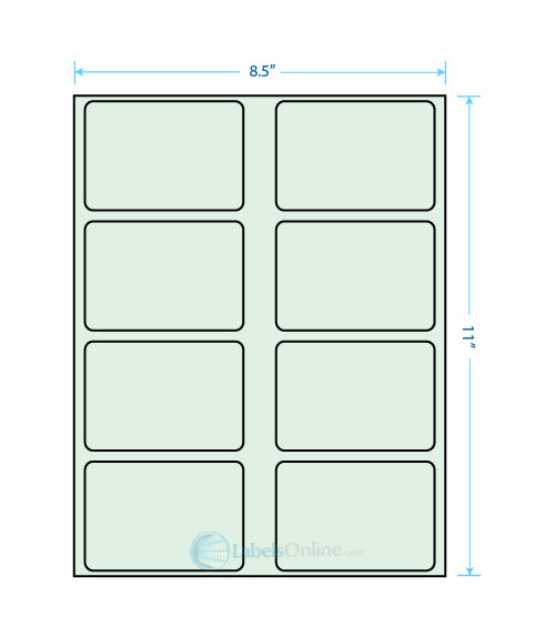 3.625" x 2.5" - 8 up - Pastel Green