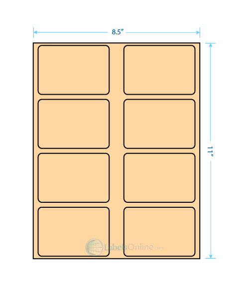 3.625" x 2.5" - 8 up - Pastel Orange