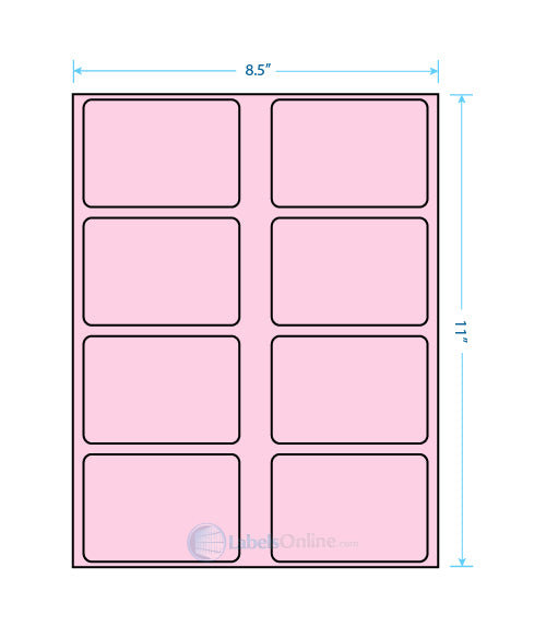3.625" x 2.5" - 8 up - Pastel Pink