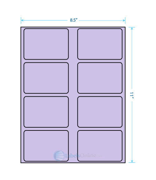 3.625" x 2.5" - 8 up - Pastel Purple