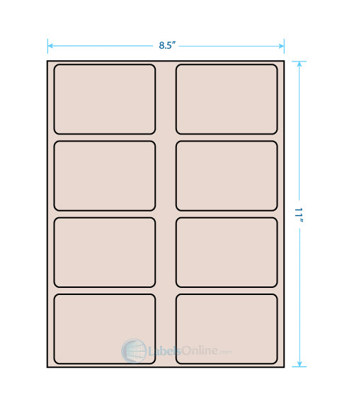 3.625" x 2.5" - 8 up - Pastel Tan
