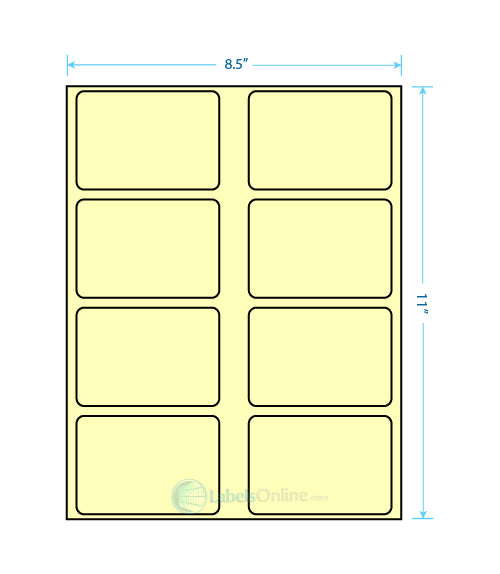 3.625" x 2.5" - 8 up - Pastel Yellow