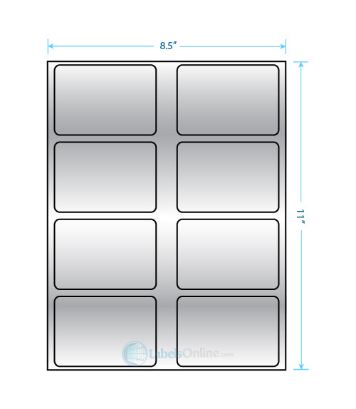 3.625" x 2.5" - 8 up - Silver Foil