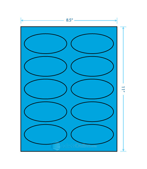 3.75" x 1.75" - 10 up - Fluorescent Blue (Laser)