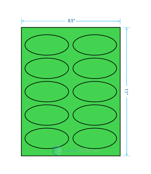 3.75" x 1.75" - 10 up - Fluorescent Green (Laser)