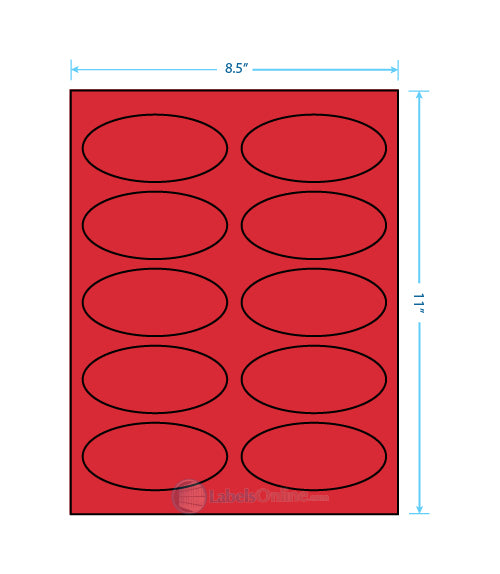 3.75" x 1.75" - 10 up - Fluorescent Red (Laser)