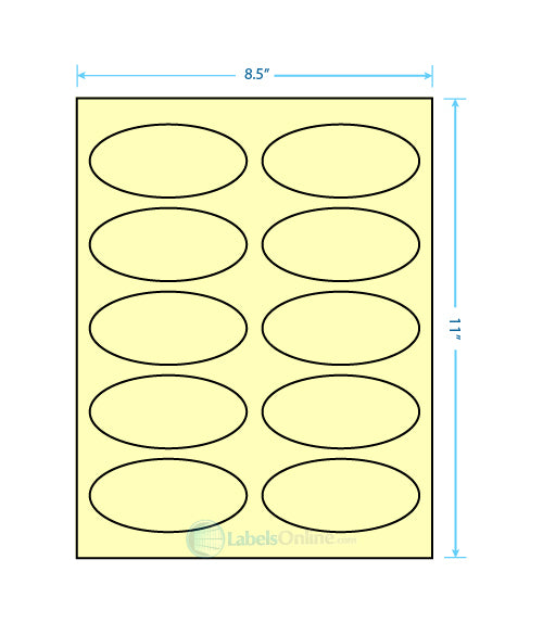 3.75" x 1.75" - 10 up - Pastel Yellow (Laser)