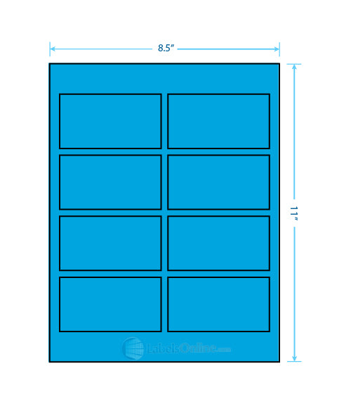 3.75" x 2" - 8 up - Fluorescent Blue (Laser)