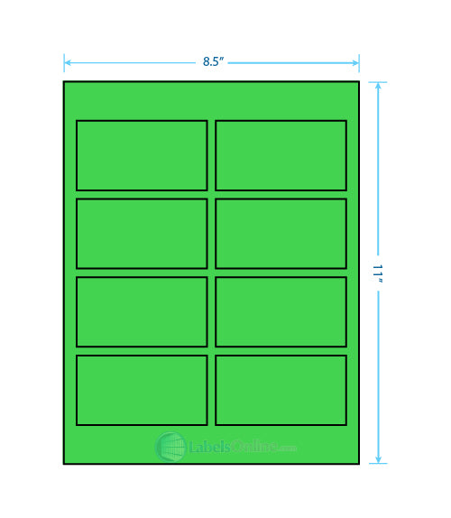 3.75" x 2" - 8 up - Fluorescent Green (Laser)