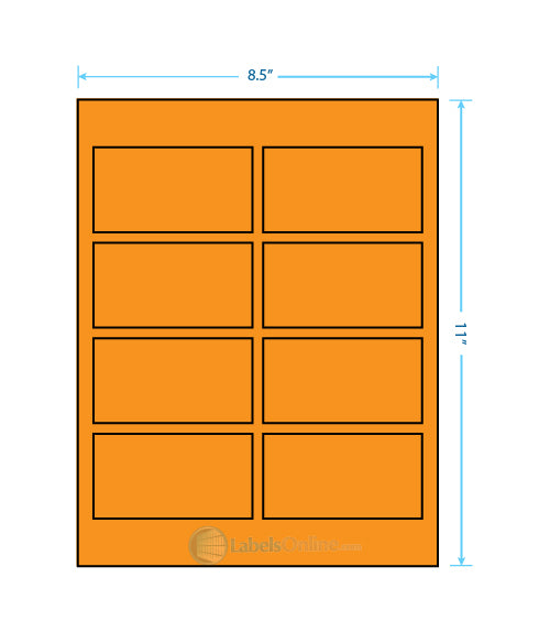 3.75" x 2" - 8 up - Fluorescent Orange (Laser)