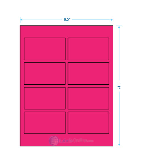 3.75" x 2" - 8 up - Fluorescent Pink (Laser)
