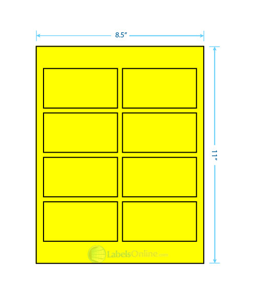 3.75" x 2" - 8 up - Fluorescent Yellow (Laser)
