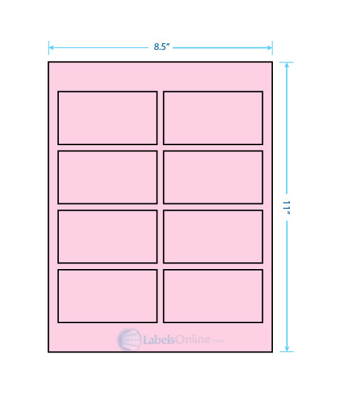 3.75" x 2" - 8 up - Pastel Pink (Laser)