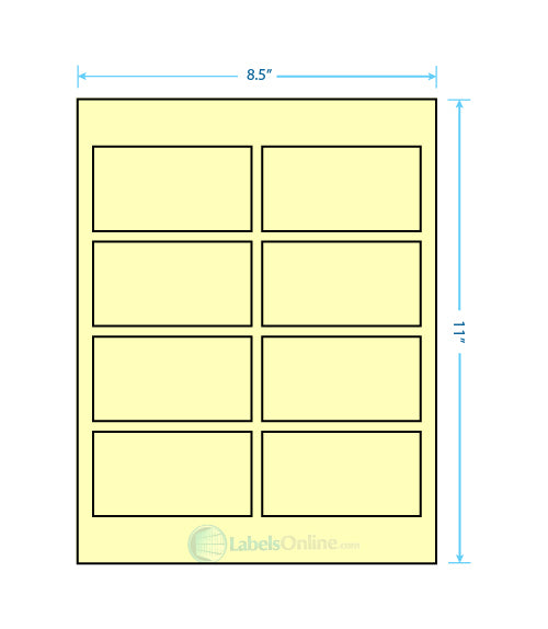 3.75" x 2" - 8 up - Pastel Yellow (Laser)