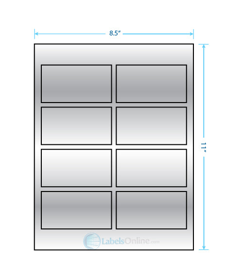 3.75" x 2" - 8 up - Silver Foil (Laser)