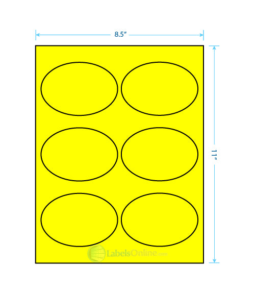 3.875" x 2.6875" Barcode Labels - 6 up - Fluorescent Yellow