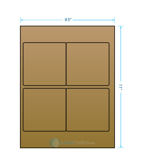 3.875" x 3.875" - 4 up - Brown Kraft (Laser / Inkjet)