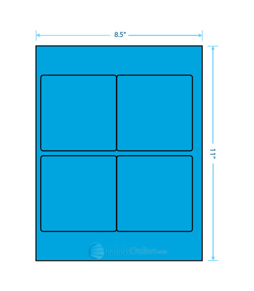 3.875" x 3.875" - 4 up - Fluorescent Blue (Laser)