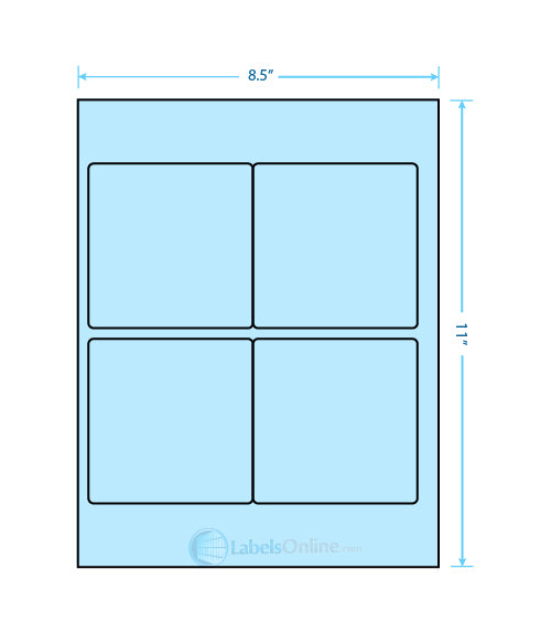3.875" x 3.875" - 4 up - Pastel Blue (Laser)