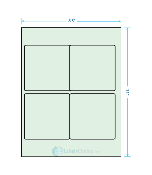 3.875" x 3.875" - 4 up - Pastel Green (Laser)