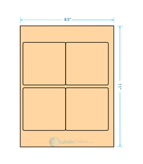 3.875" x 3.875" - 4 up - Pastel Orange (Laser)