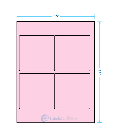 3.875" x 3.875" - 4 up - Pastel Pink (Laser)
