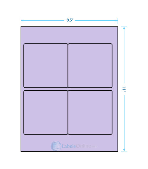3.875" x 3.875" - 4 up - Pastel Purple (Laser)