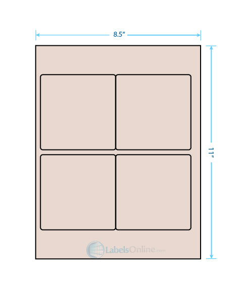 3.875" x 3.875" - 4 up - Pastel Tan (Laser)