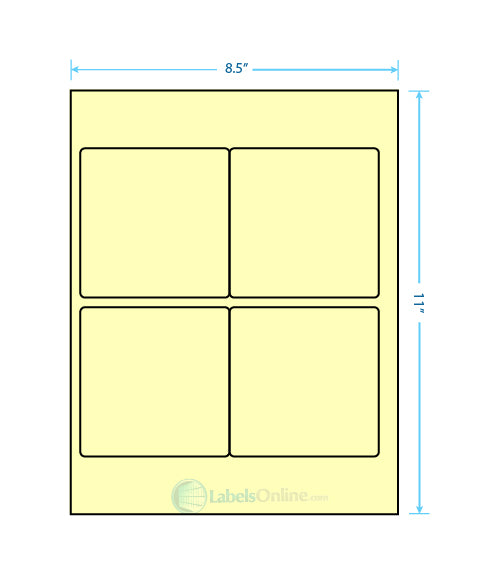 3.875" x 3.875" - 4 up - Pastel Yellow (Laser)
