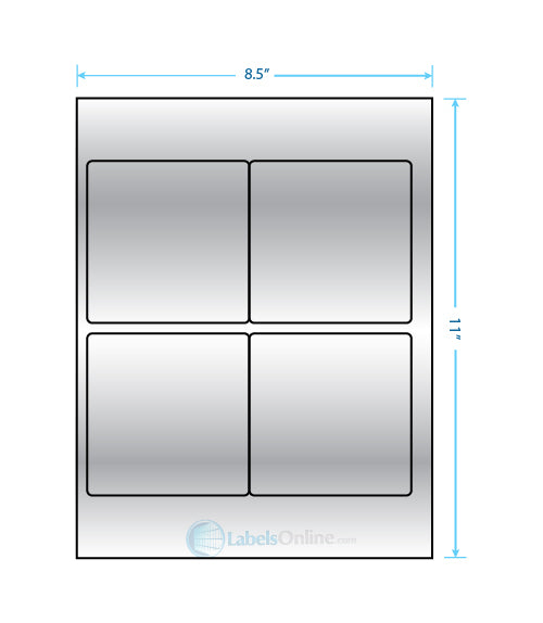 3.875" x 3.875" - 4 up - Silver Foil (Laser)
