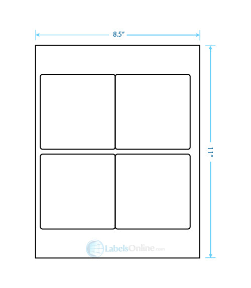 3.875" x 3.875" - 4 up - White Polyester (Laser)