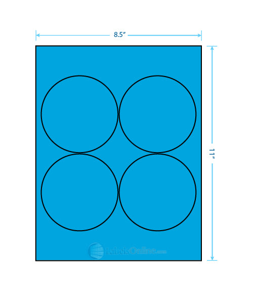 3.9375" - 4 up - Fluorescent Blue (Laser)