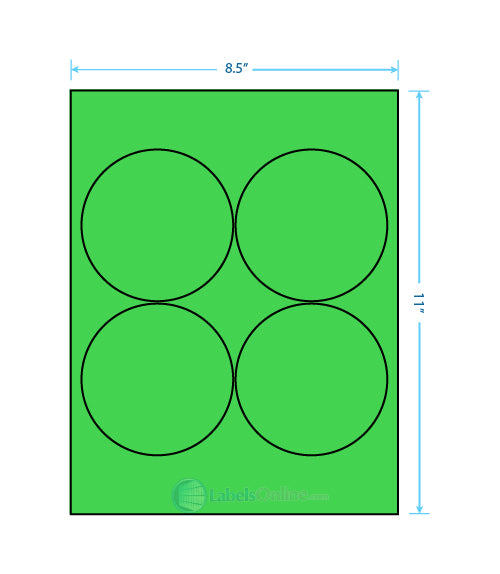 3.9375" - 4 up - Fluorescent Green (Laser)