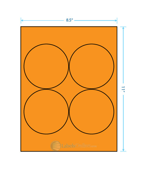 3.9375" - 4 up - Fluorescent Orange (Laser)