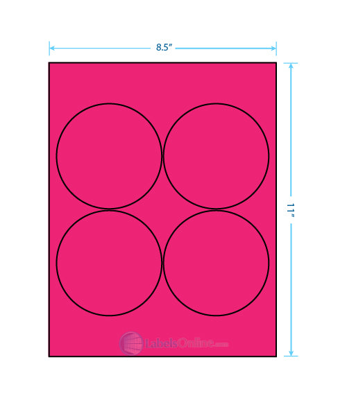 3.9375" - 4 up - Fluorescent Pink (Laser)