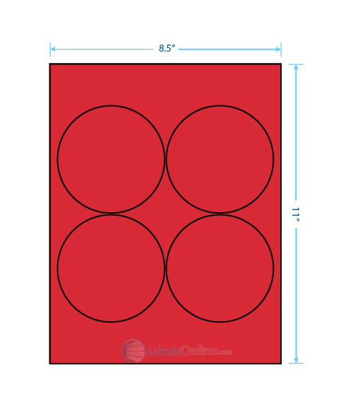 3.9375" - 4 up - Fluorescent Red (Laser)