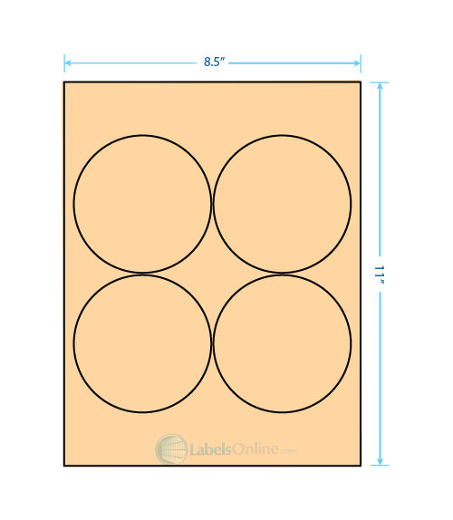 3.9375" - 4 up - Pastel Orange (Laser)