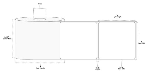 3" x 3" Premium Direct Thermal Paper Label; Perforated; 1" Core; 4" OD; 12 Rolls/carton (500 Labels/roll)