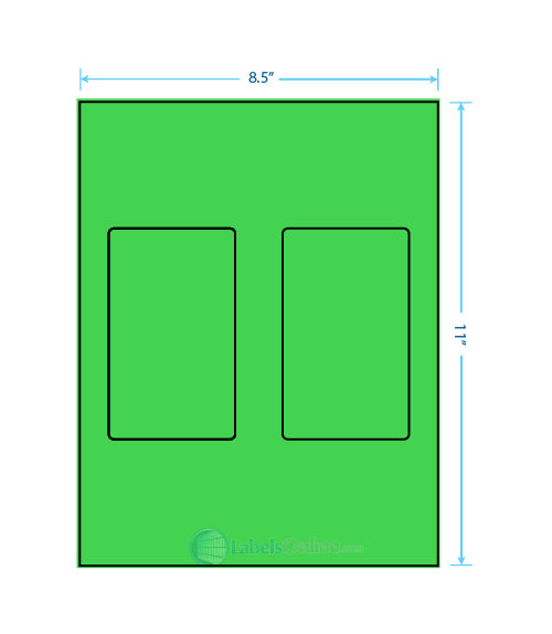 3" x 5" - 2 up - Fluorescent Green (Laser)