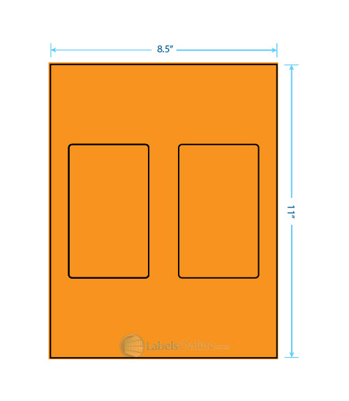 3" x 5" - 2 up - Fluorescent Orange (Laser)