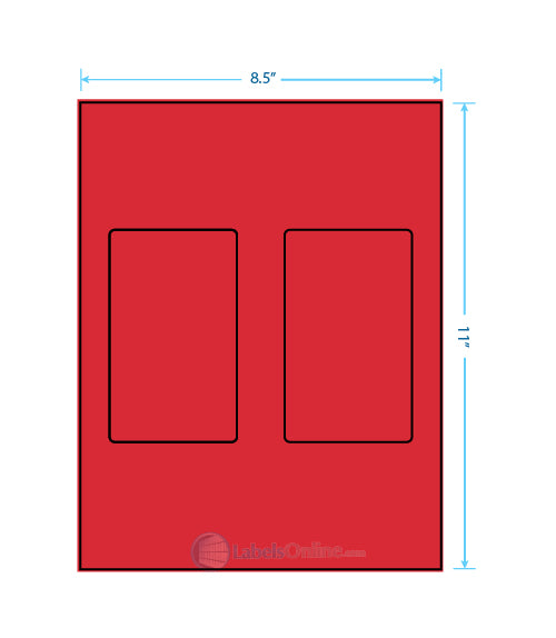 3" x 5" - 2 up - Fluorescent Red (Laser)
